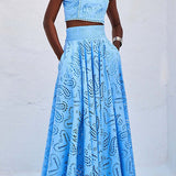 Ensemble Larissa™ : Top Brodé et Jupe Maxi Taille Haute