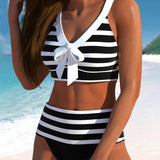 Sylvie | Bikini rayé taille haute