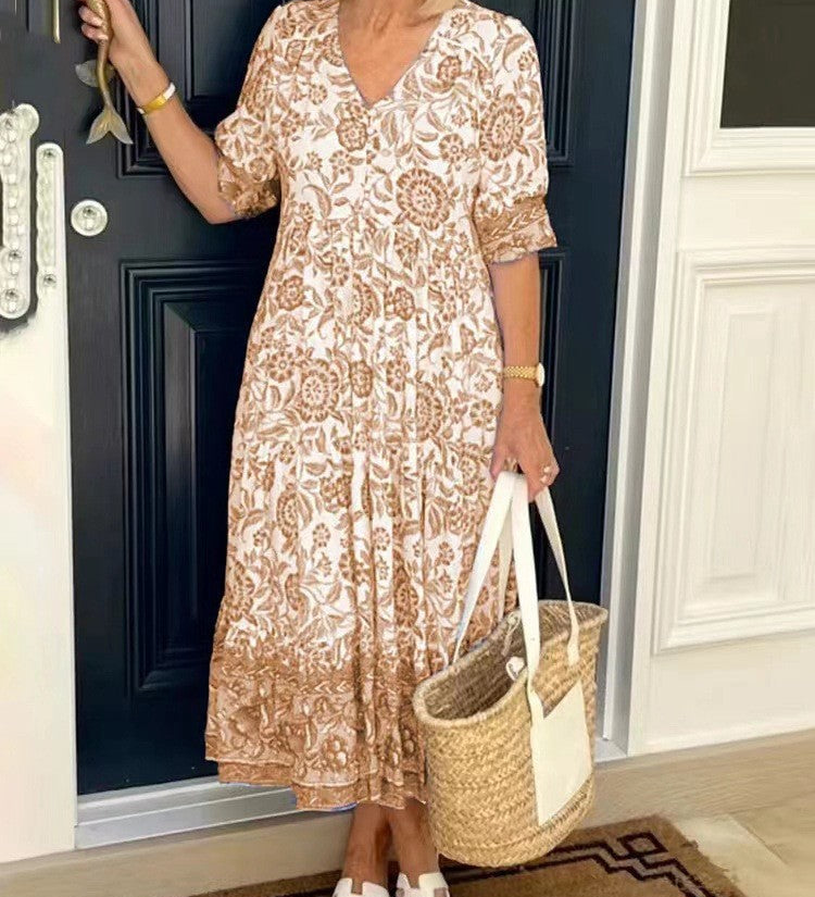 Keisha | Robe Fleurie Décolleté en V Élégante