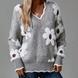 Thea | Pull Floral Élégant à Col V