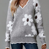 Thea | Pull Floral Élégant à Col V