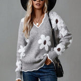 Thea | Pull Floral Élégant à Col V