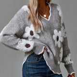 Thea | Pull Floral Élégant à Col V
