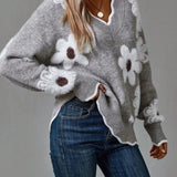 Thea | Pull Floral Élégant à Col V
