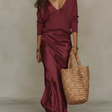 Solène | Robe Satinée & Ensemble en Maille