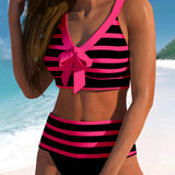 Sylvie | Bikini rayé taille haute