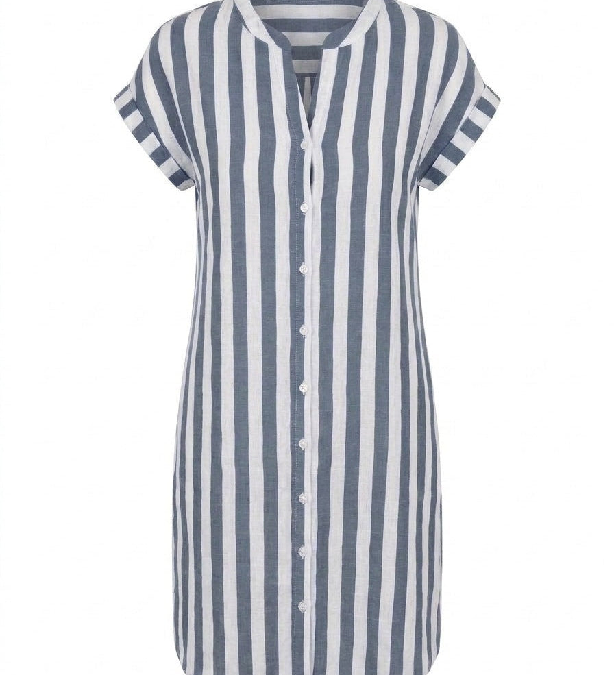 Noémie | Robe-Chemise Rayée Élégante
