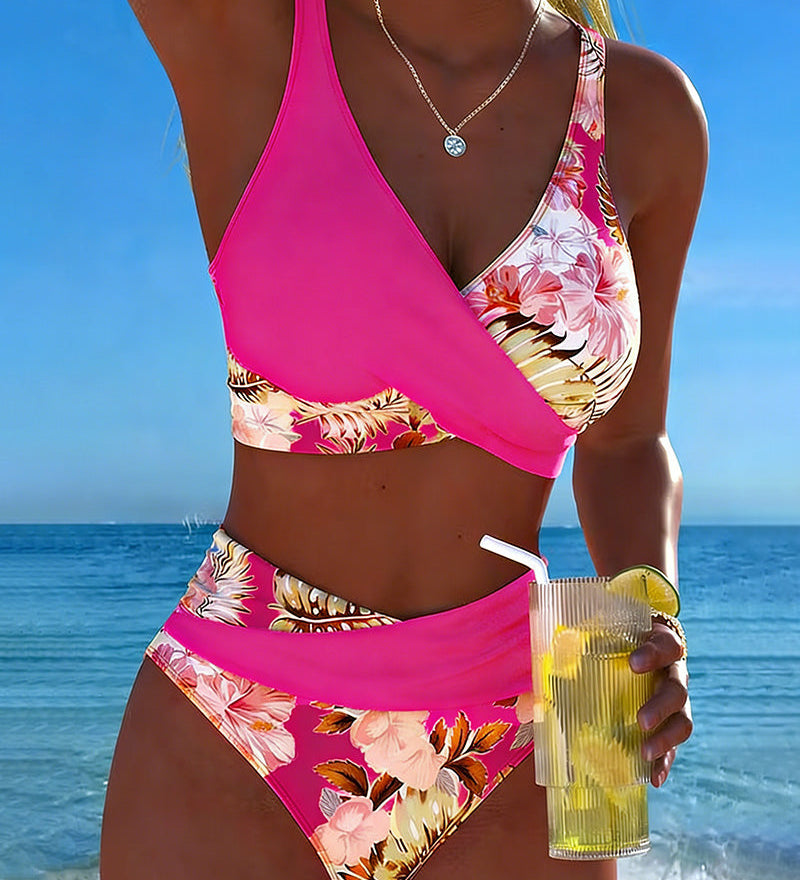Julia | Bikini Contrast Fleurie Divisé