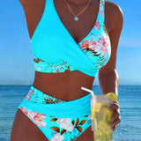 Julia | Bikini Contrast Fleurie Divisé