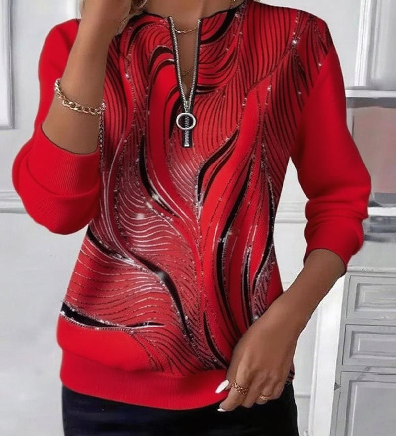 Anaïs-Claire | Sweat-shirt zippé imprimé décontracté