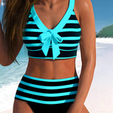 Sylvie | Bikini rayé taille haute