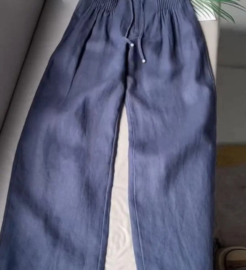 Camille | Pantalon large en coton et lin mélangés