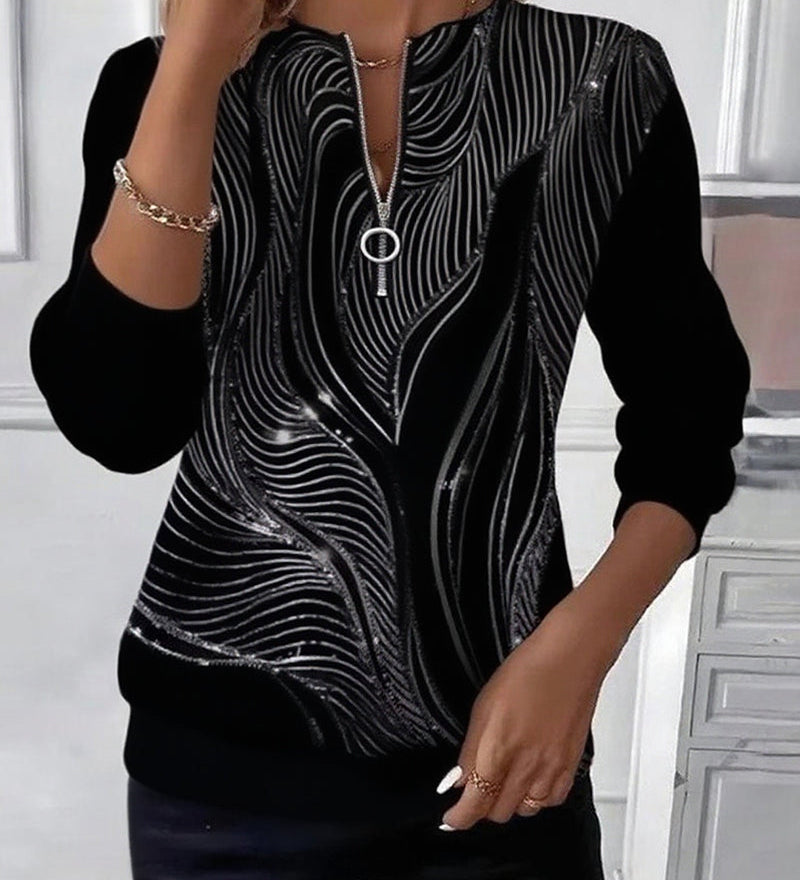 Anaïs-Claire | Sweat-shirt zippé imprimé décontracté