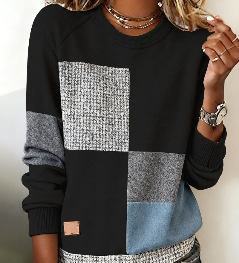 Sidonie | Sweatshirt décontracté à col rond en contraste de couleurs