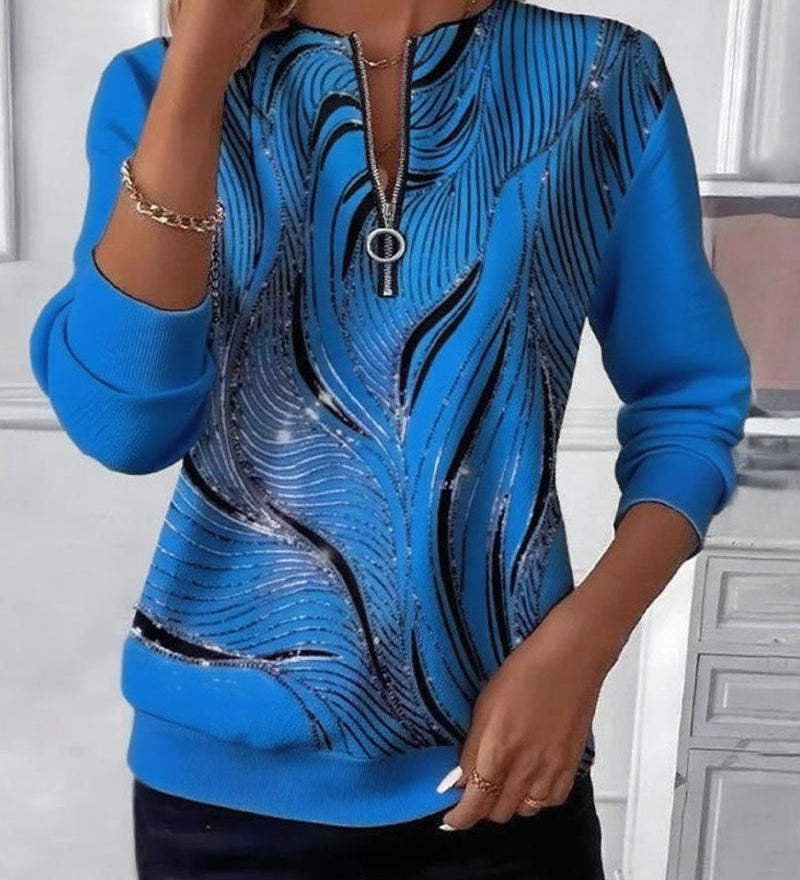 Anaïs-Claire | Sweat-shirt zippé imprimé décontracté