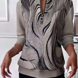 Anaïs-Claire | Sweat-shirt zippé imprimé décontracté