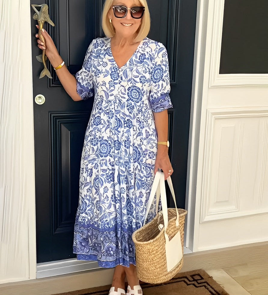 Rocío | Robe maxi florale élégante avec décolleté en V