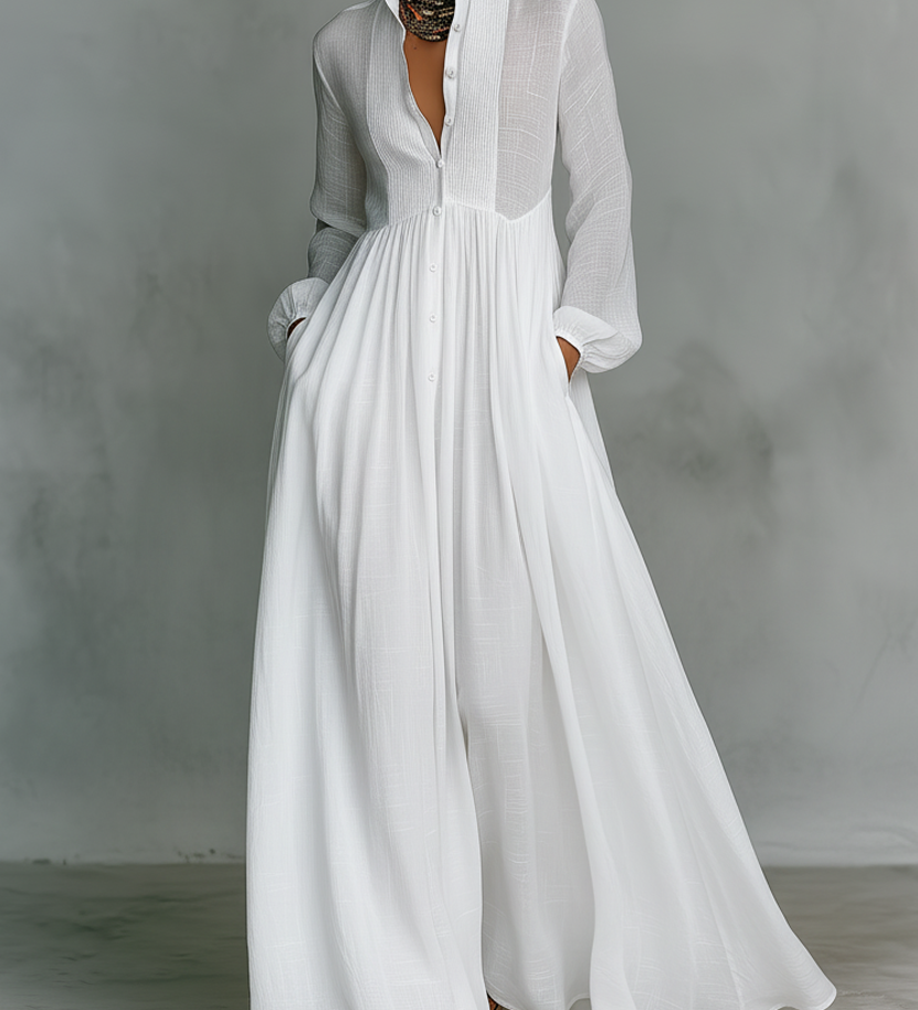 Selena | Robe Maxi avec Boutons Frontaux Fluides