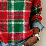 Arielle | Sweatshirt Femme en Denim à Patchwork Col Ronde