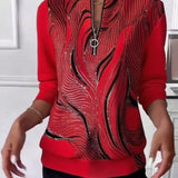 Anaïs-Claire | Sweat-shirt zippé imprimé décontracté