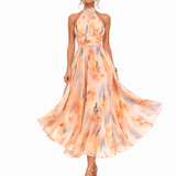 Aurora | Robe à Col Halter et Imprimé Aquarelle