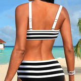 Sylvie | Bikini rayé taille haute