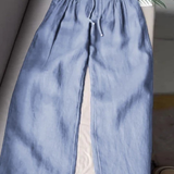Camille | Pantalon large en coton et lin mélangés