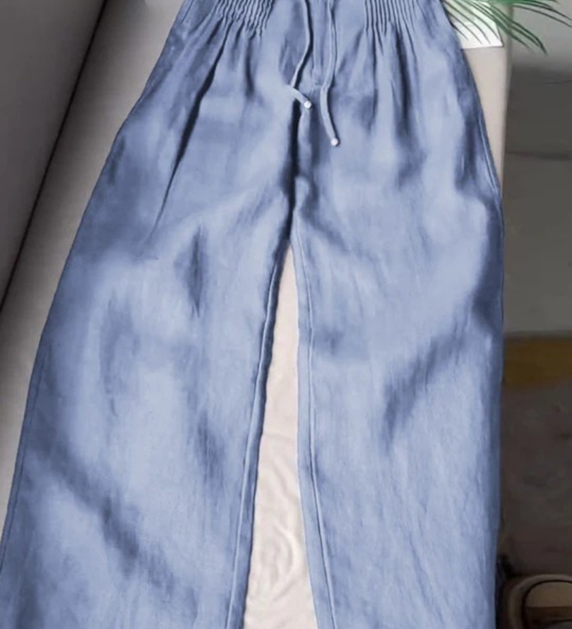 Camille | Pantalon large en coton et lin mélangés