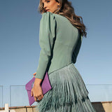Frida | Robe midi avec franges en vert sauge