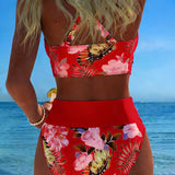 Julia | Bikini Contrast Fleurie Divisé