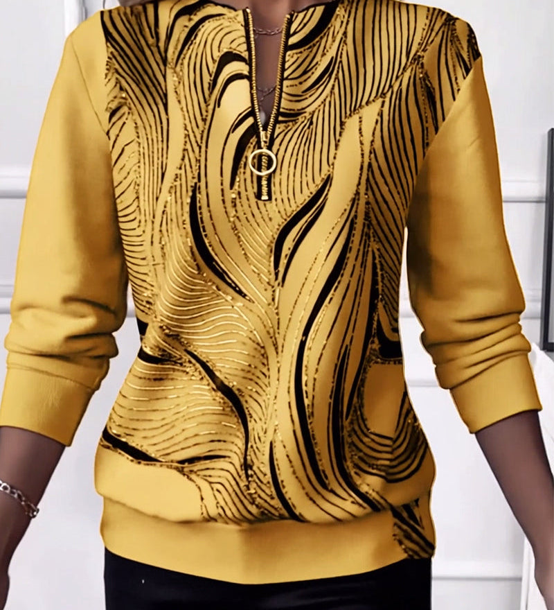 Anaïs-Claire | Sweat-shirt zippé imprimé décontracté