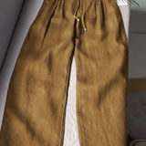 Camille | Pantalon large en coton et lin mélangés