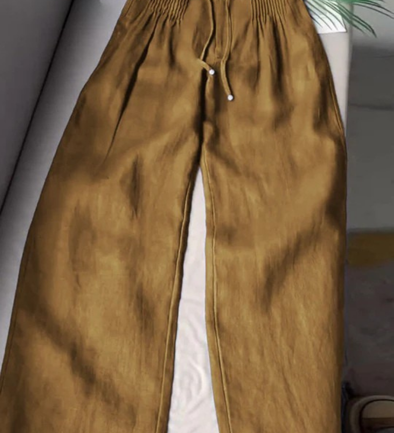 Camille | Pantalon large en coton et lin mélangés