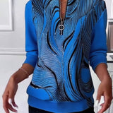 Anaïs-Claire | Sweat-shirt zippé imprimé décontracté