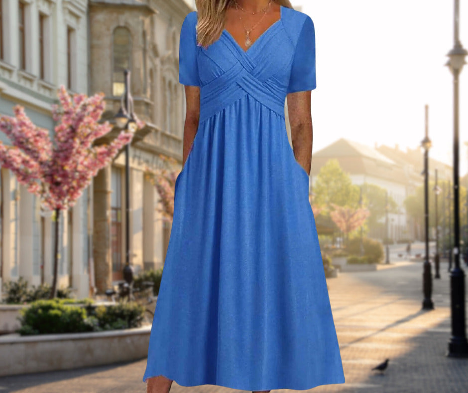 Amalia | Robe midi élégante avec silhouette croisée