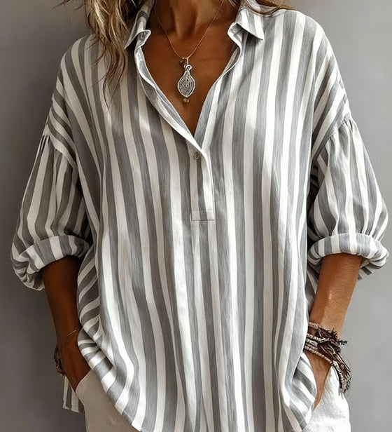 Nora | Blouse Rayée Légère avec Col
