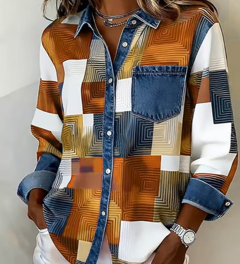 Séraphine | Chemise Color Block avec Col Fashion