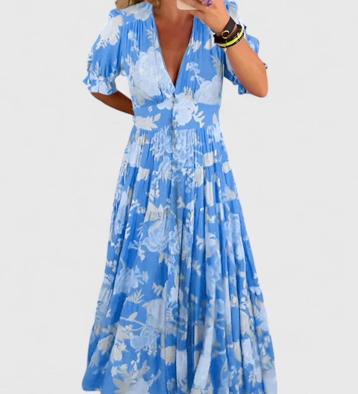 Minelda – Robe fleurie col V