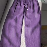Camille | Pantalon large en coton et lin mélangés