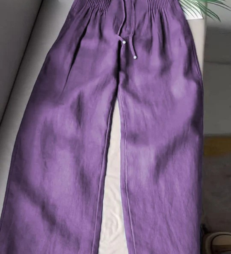 Camille | Pantalon large en coton et lin mélangés