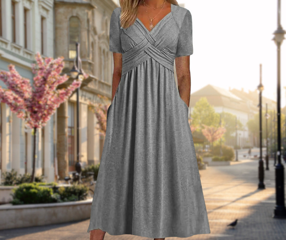 Amalia | Robe midi élégante avec silhouette croisée