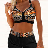 Maryan | Bikini à Motif Géométrique avec Taille Élastique Haute
