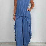 Sherry™ Midi Plissé Dress & Wide Leg Pant Set