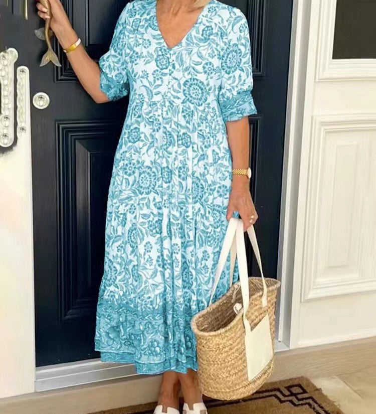 Keisha | Robe Fleurie Décolleté en V Élégante