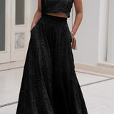 Ensemble Larissa™ : Top Brodé et Jupe Maxi Taille Haute