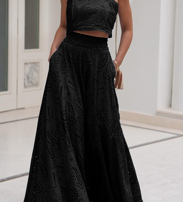 Ensemble Larissa™ : Top Brodé et Jupe Maxi Taille Haute