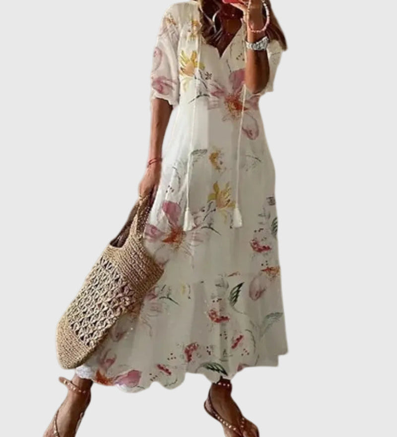 Amalia | Robe Maxi Vintage Bohème d'Été