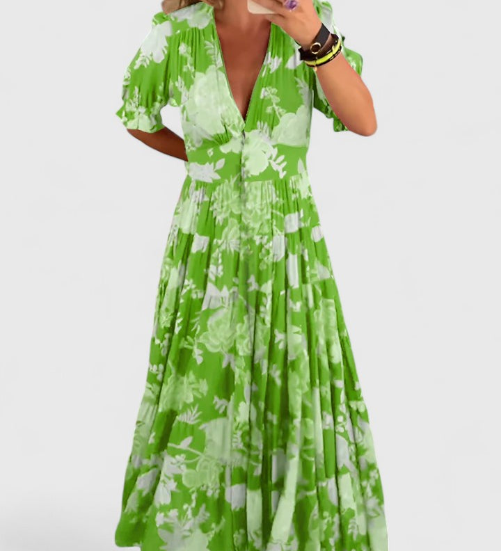Minelda – Robe fleurie col V