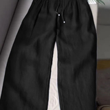 Camille | Pantalon large en coton et lin mélangés