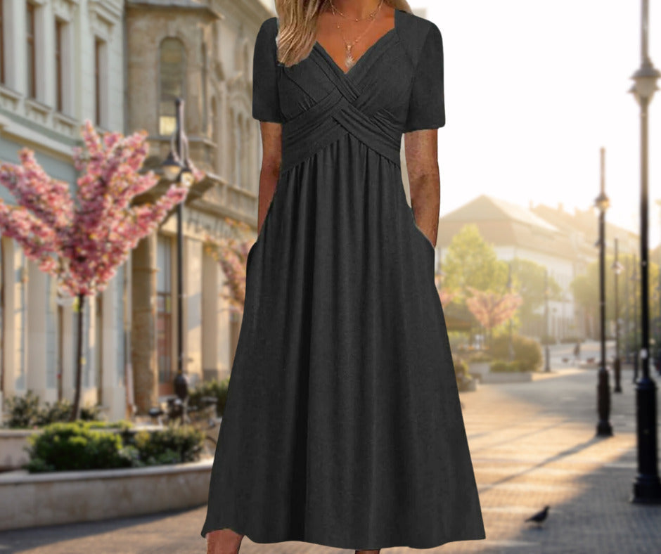 Amalia | Robe midi élégante avec silhouette croisée
